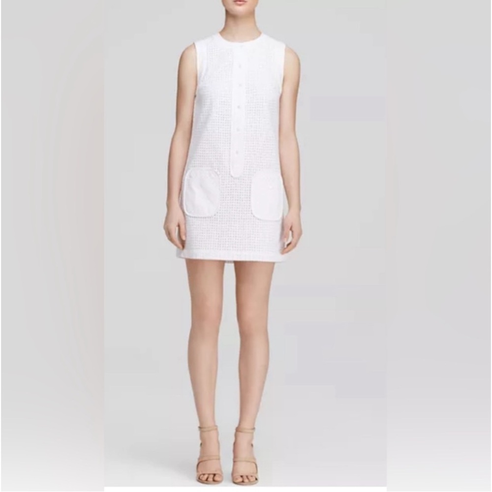 Trina Turk shift dress white size US 4 never worn broderie 60s